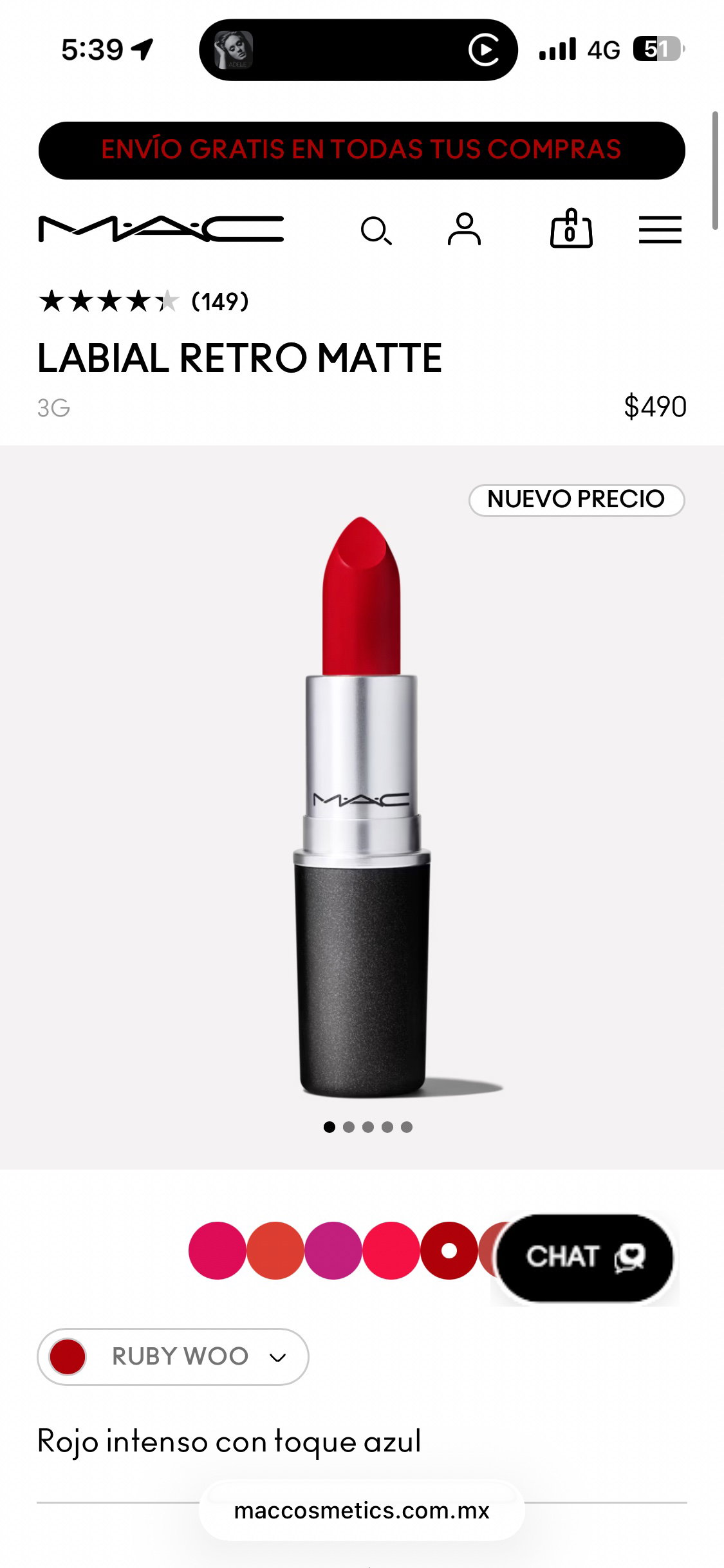 Labiales MAC Retro Matte Ruby Woo - Nuevo