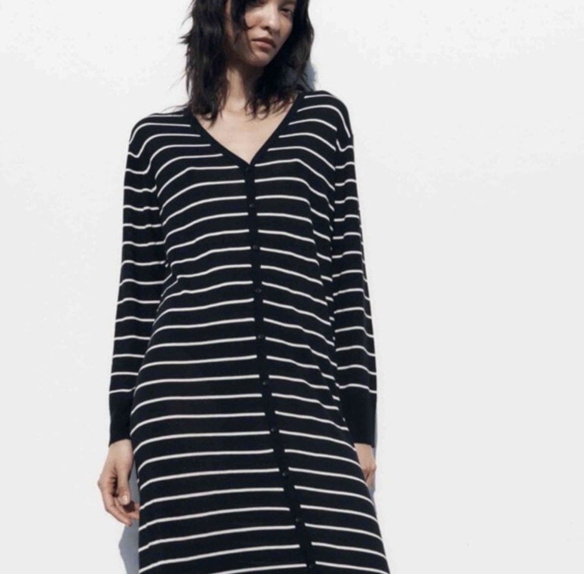 Vestido de Punto a Rayas de Zara