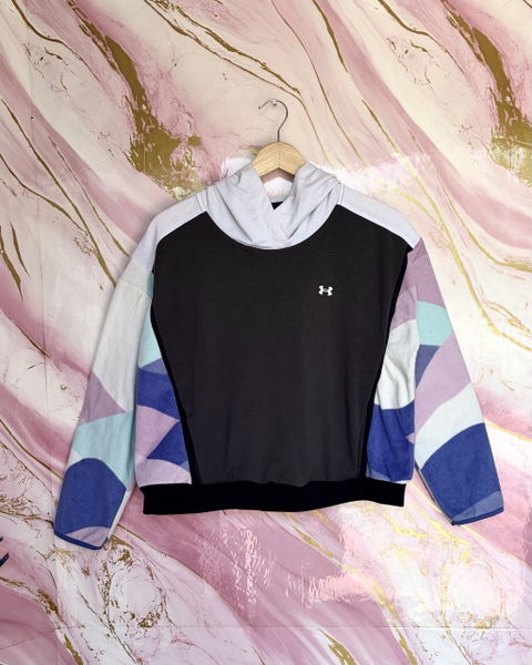 Sudadera Under Armour Gris con Mangas Lila Talla Chica
