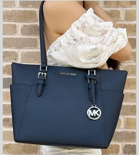 Bolso Tote Michael Kors Charlotte Azul Marino Nuevo