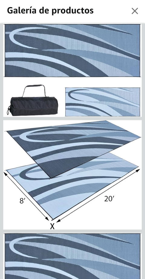 Tapete reversible para camping/jardín 2.4 x 6 metros