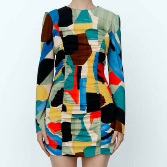 Vestido entallado colorido Zara talla S