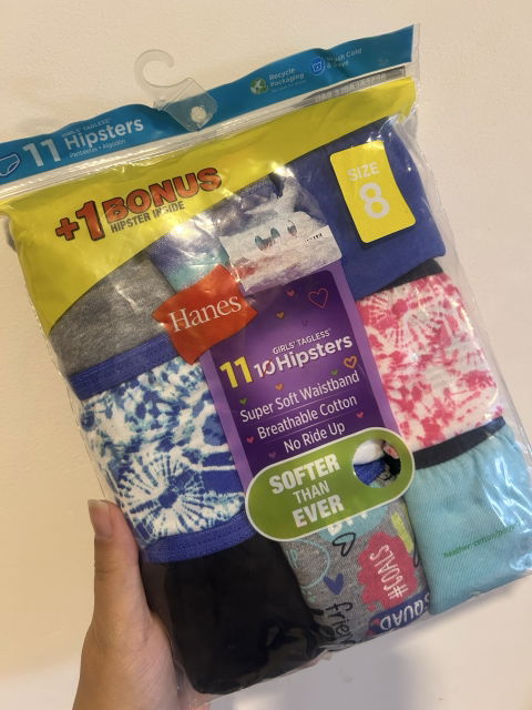 Paquete de 11 Panties Hipster para Niñas - Talla 8 - Hanes