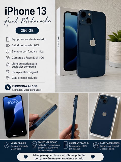 iPhone 13 Azul Medianoche 256 GB en buen estado