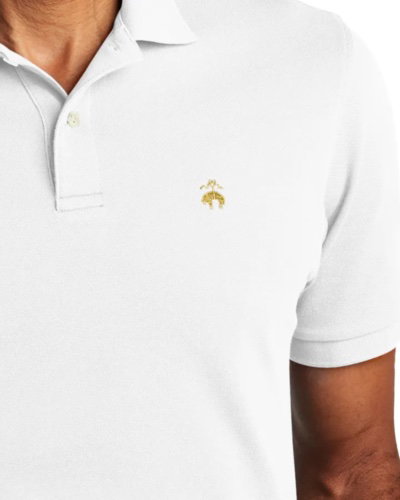 Playera Polo Brooks Brothers Blanca con Logotipo Dorado