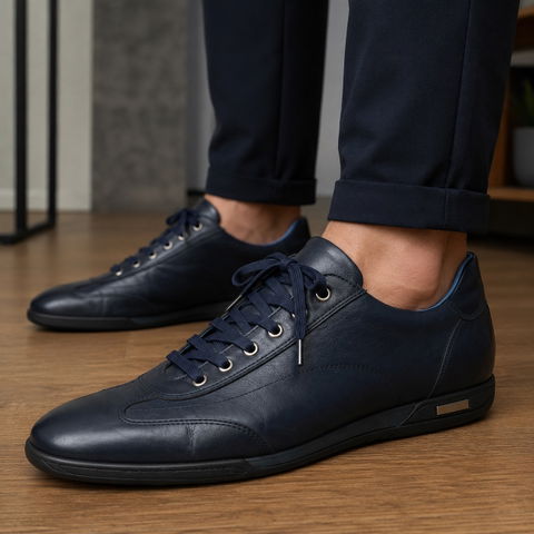 Tenis Bruno Magnani Italy originales en piel genuina color azul marino