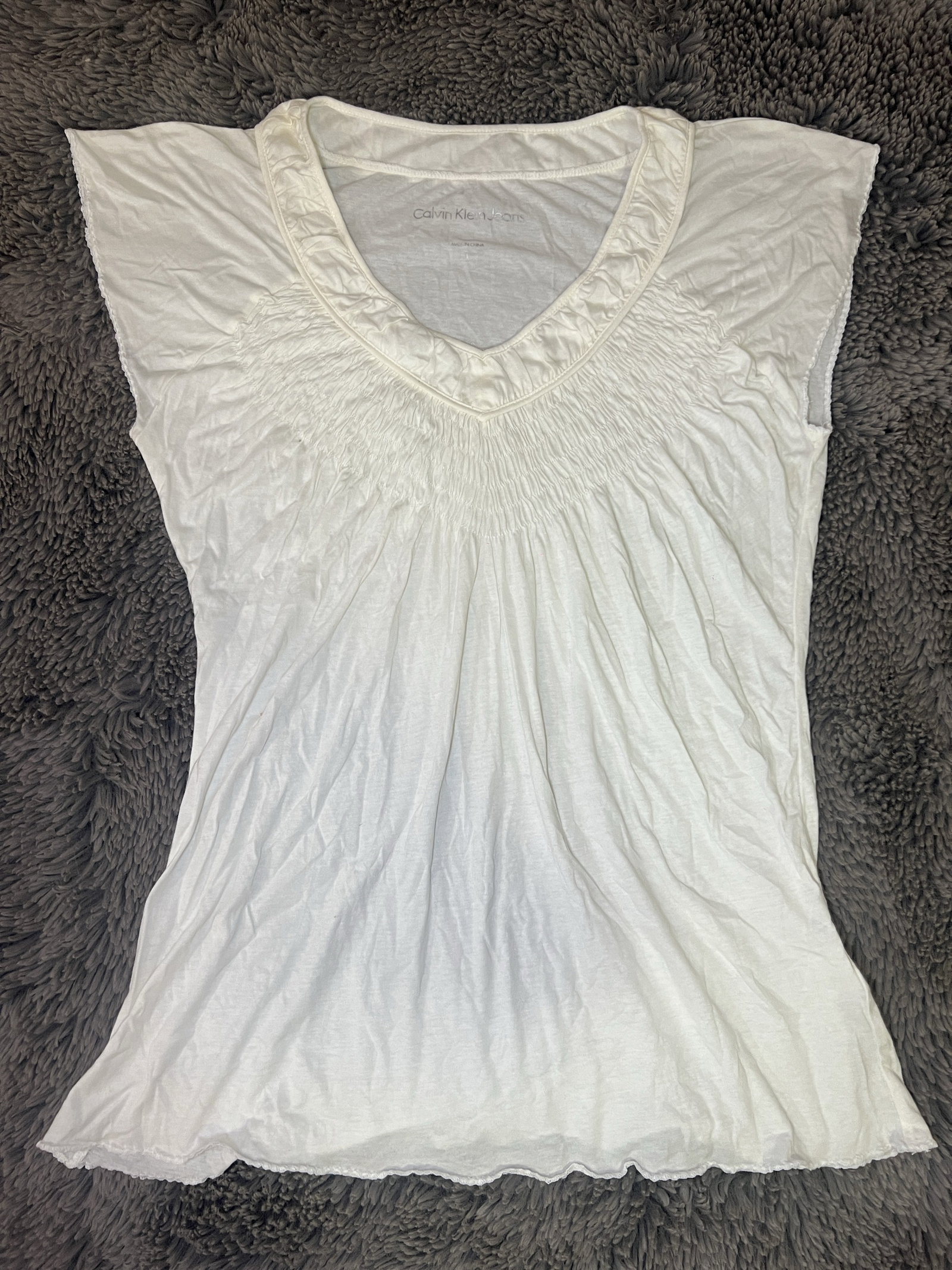 Blusa Calvin Klein Jeans Blanca Talla L - Como Nueva