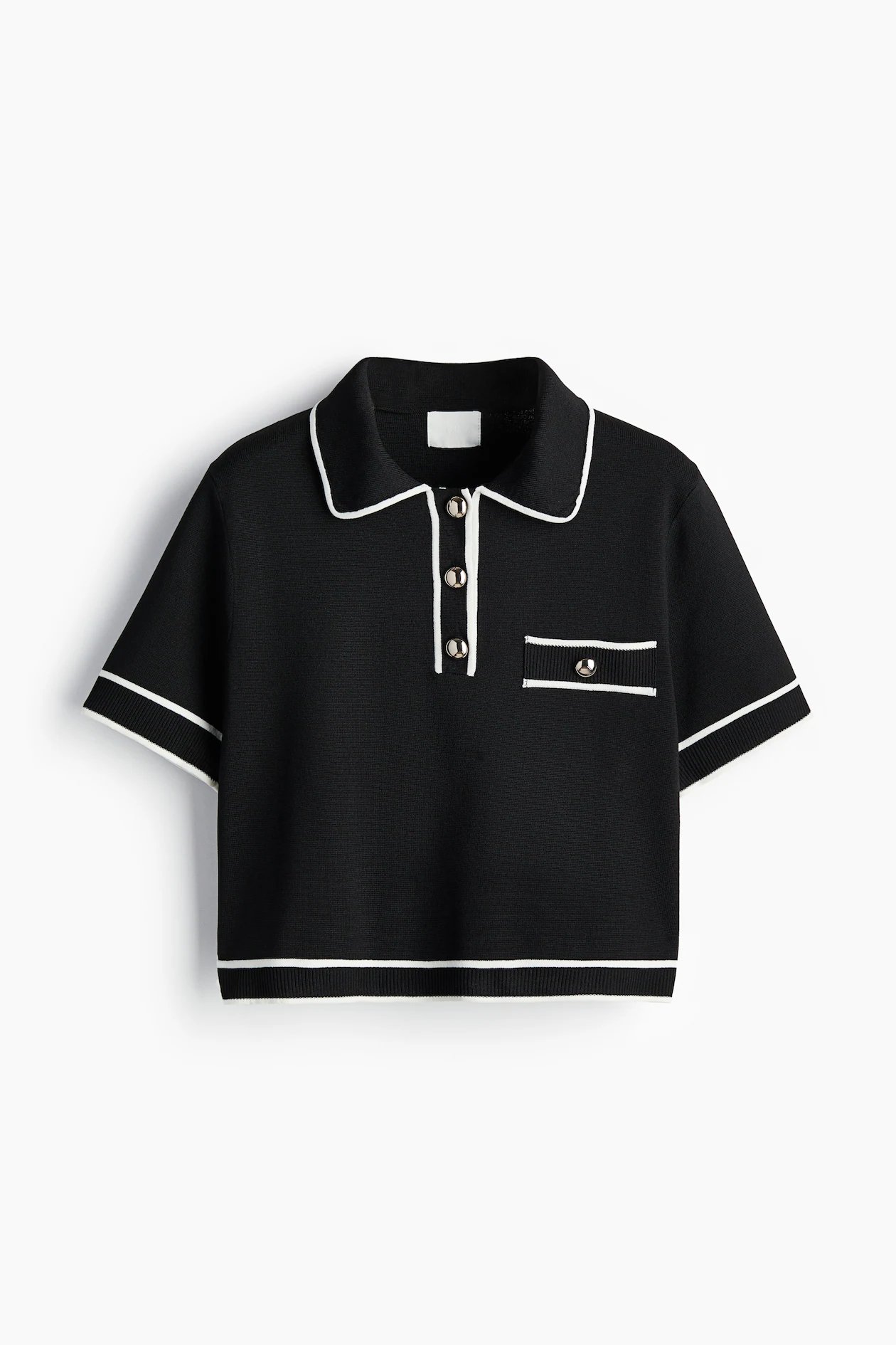 Top de punto negro H&M con detalles en blanco - Talla M - Nuevo