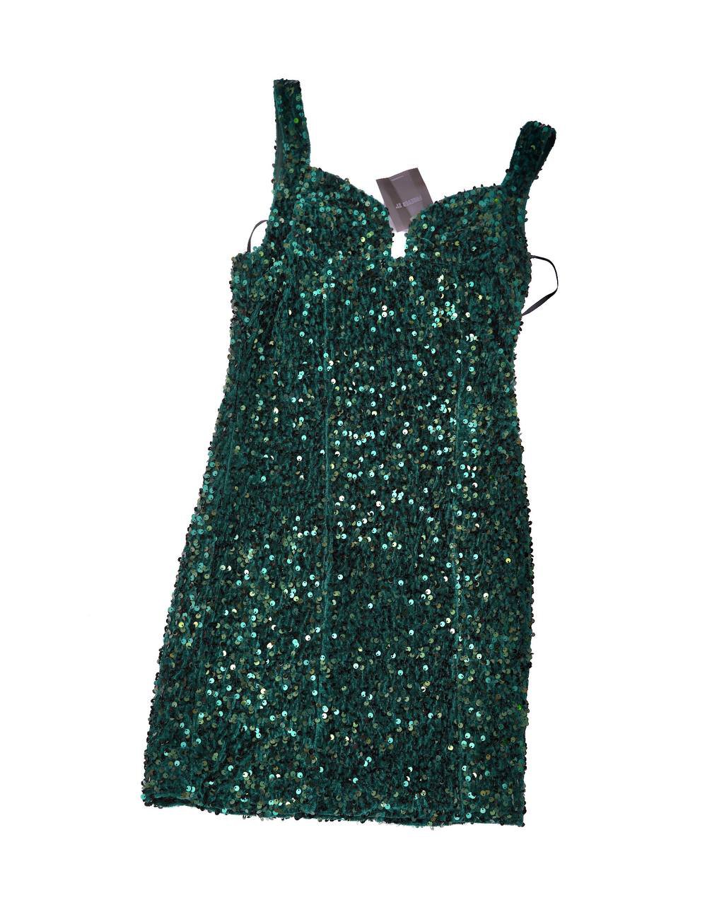 Vestido entallado de lentejuelas verde oscuro - Forever 21, Talla XS