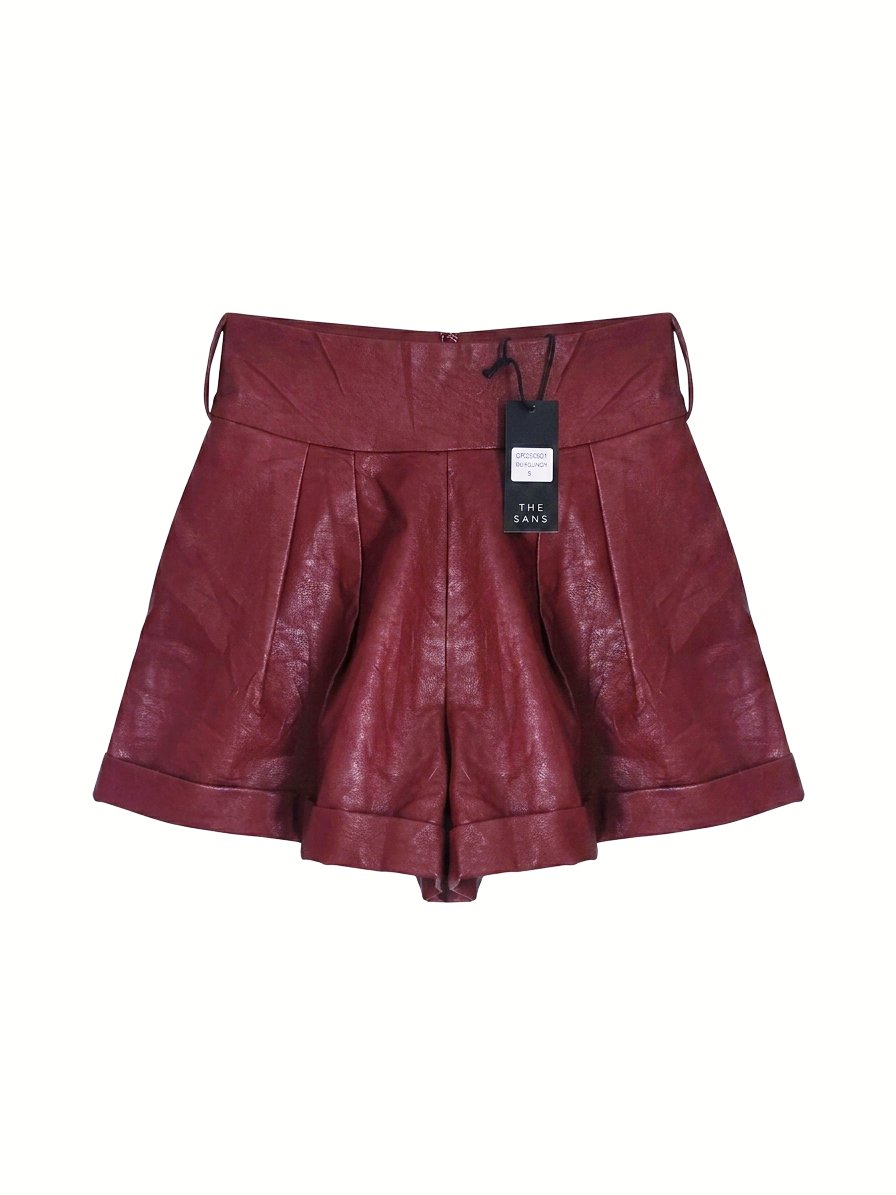 Shorts de Vinipiel Color Vino Marca THE SANG Talla S Nuevos