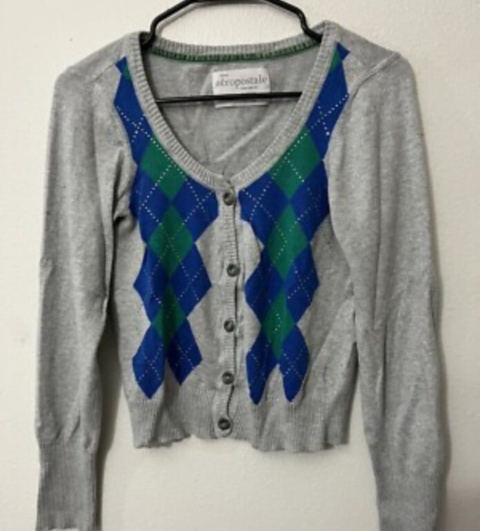Suéter Vintage Aeropostale Y2K con Brillos y Rombos - Talla Chica