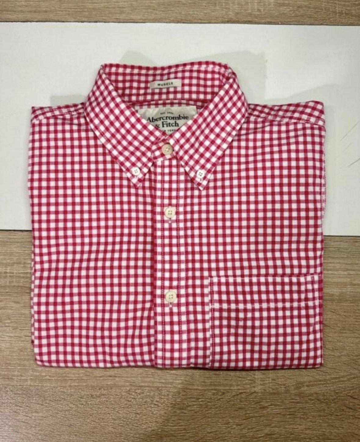 Camisa Abercrombie & Fitch Muscle Roja a Cuadros