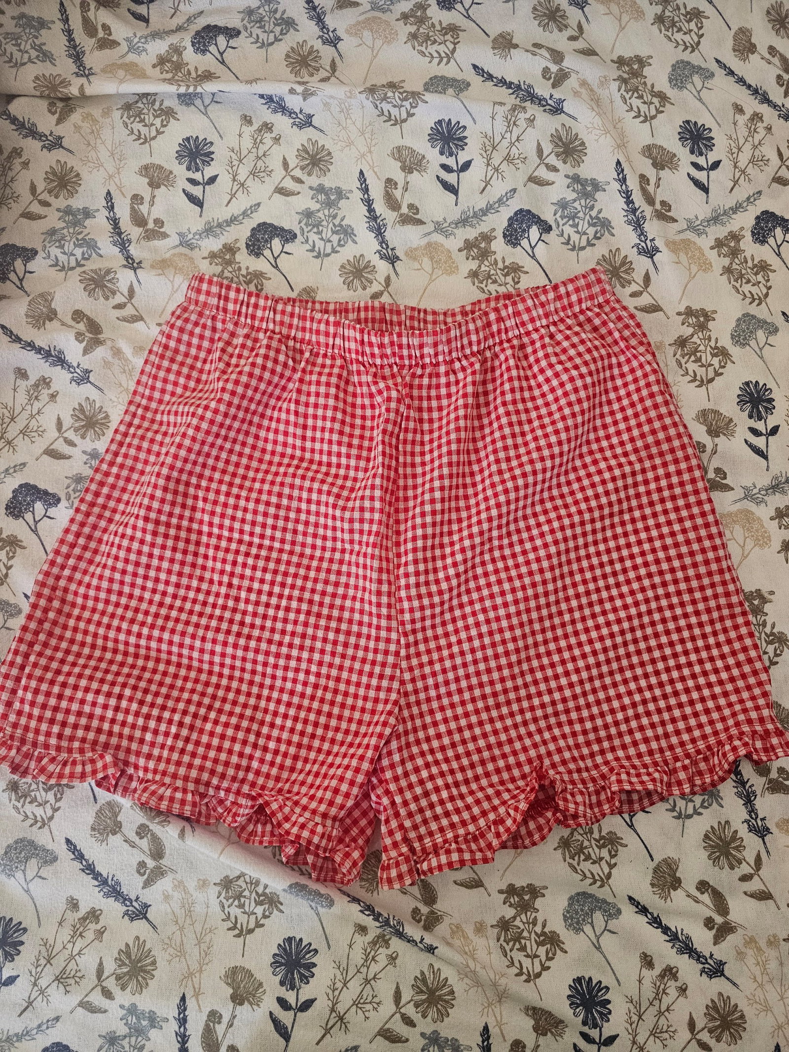 Shorts de cuadros rojos de tiro alto - Talla S