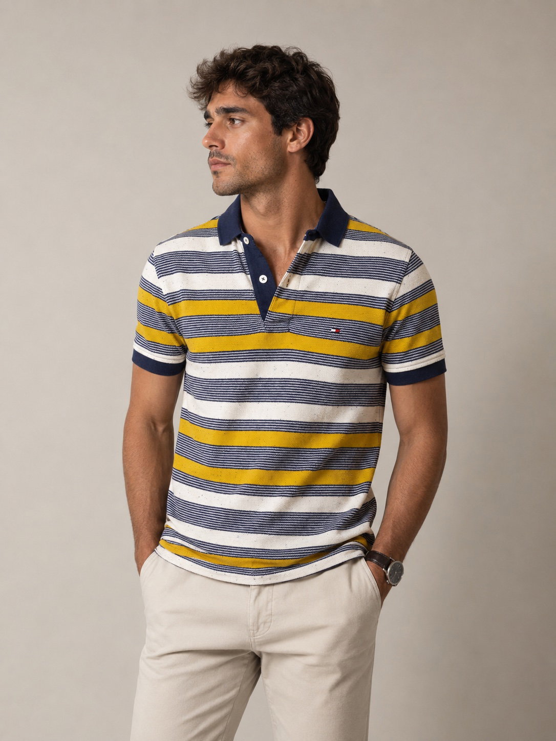 Playera polo Tommy Hilfiger original hombre XS rayas 