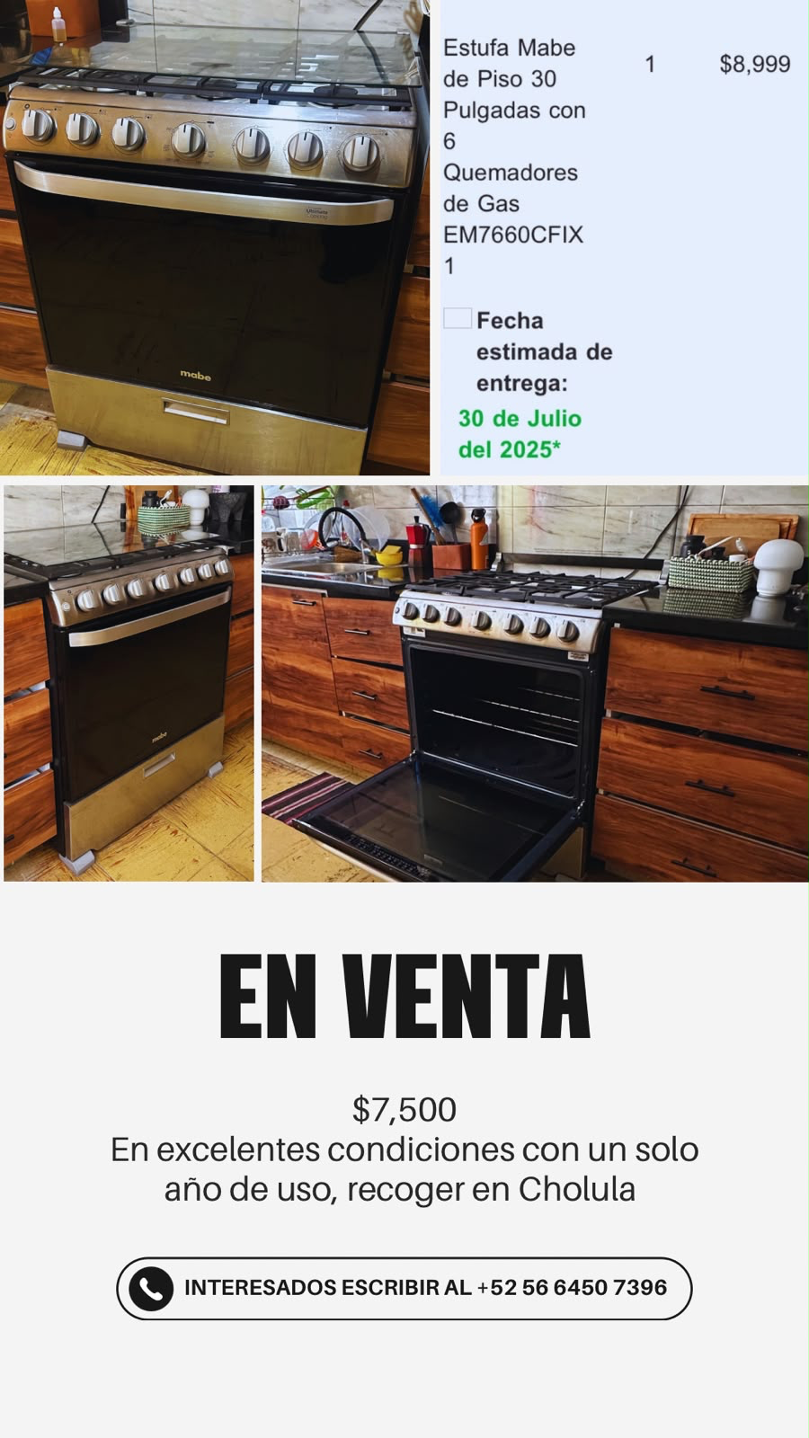 Estufa Mabe de Piso 30 Pulgadas con 6 Quemadores