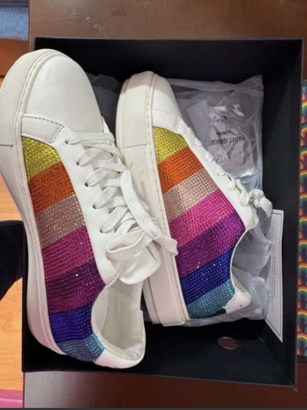 Tenis Kurt Geiger con Detalles de Cristales Multicolor - Talla 8 (EUR 38.5)