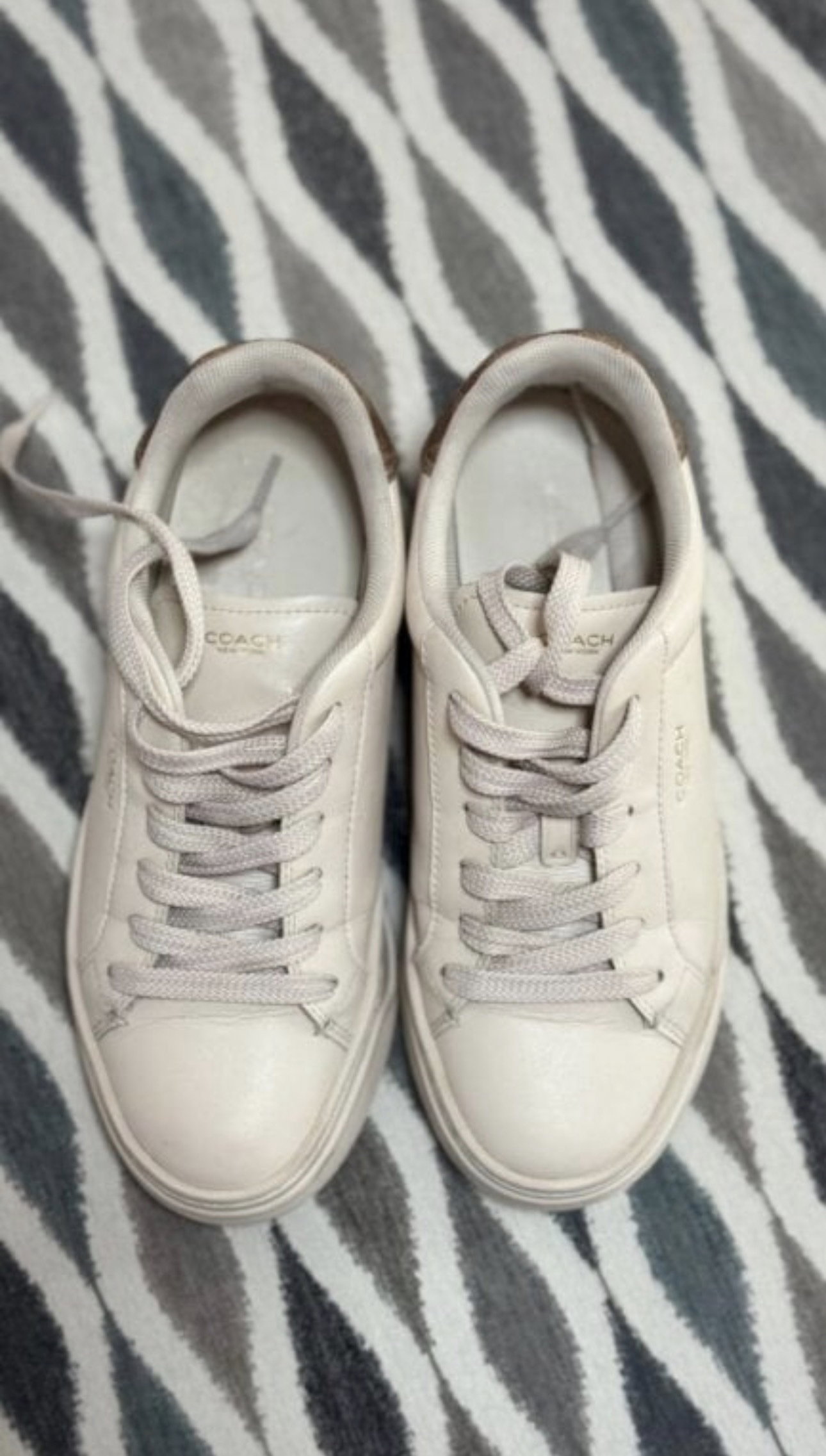 Tenis Coach Beige con Talón Café en Buen Estado