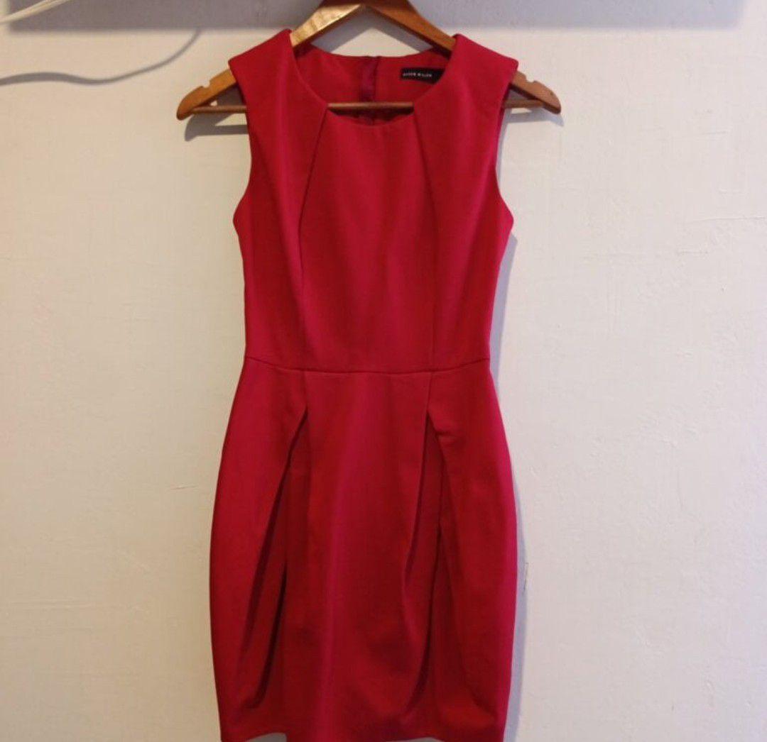 Vestido rojo de tela gruesa Karen Millen, talla 3