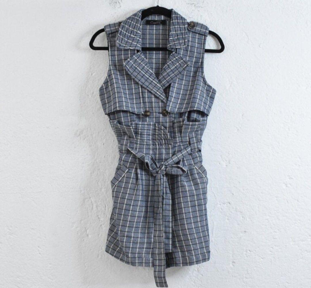Conjunto de Vestido Corto de Cuadros Ovelia