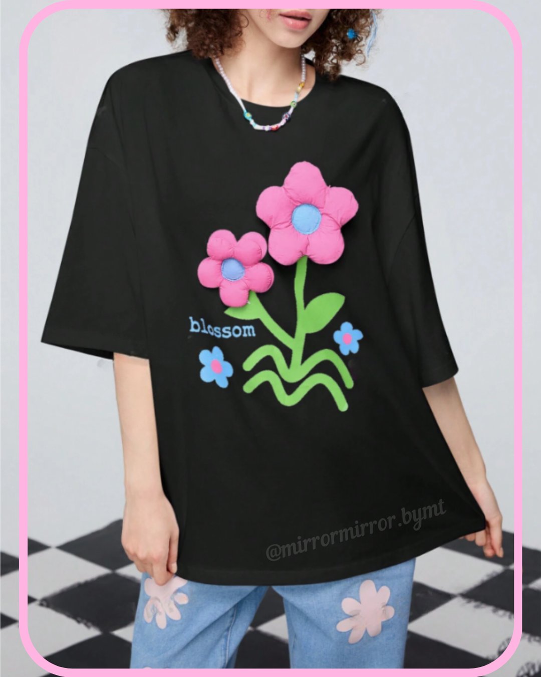 Blusa Oversize Nueva con Aplicación de Flores - SHEIN