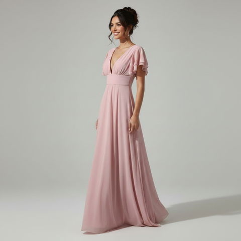 Vestido de Noche Largo Elegante Rosa SHEIN XS