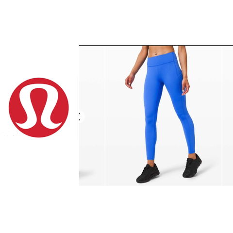 Leggins Lululemon Talla 0 Color Azul con Bolsas Laterales
