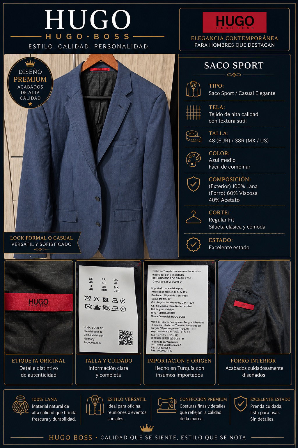 Saco Sport Hugo Boss en excelente estado