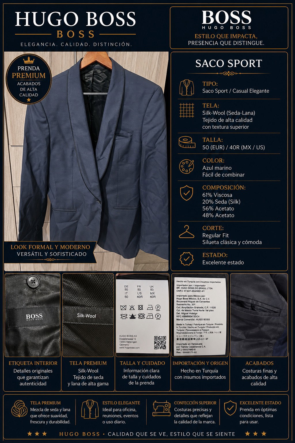 Saco Sport Hugo Boss, Elegante y Moderno