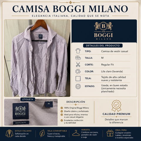Camisa de vestir casual Boggi Milano talla M