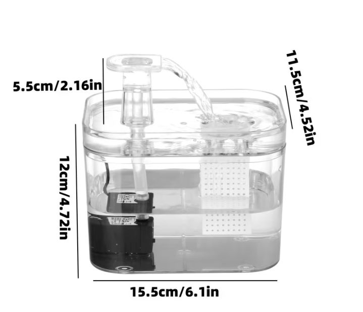 Fuente de agua para gatos 1.5 litros con bomba silenciosa USB