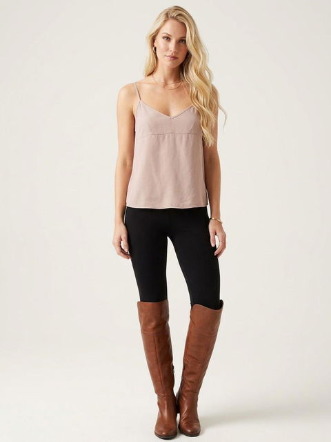 Blusa de tirantes color nude con escote en V - Shein