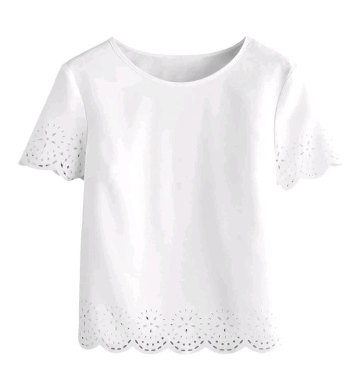 Blusa blanca con detalles en mangas - Talla XS