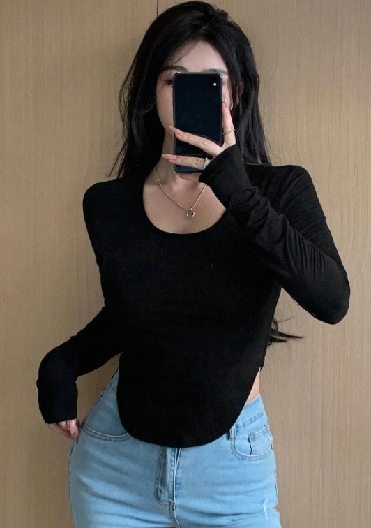 Blusa Manga Larga Negra Shein Talla L