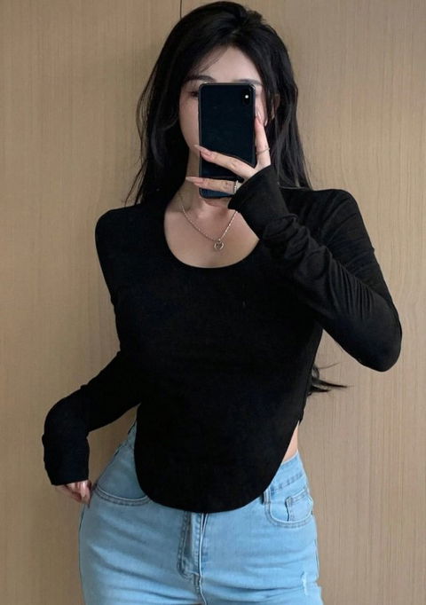 Blusa Manga Larga Negra Shein Talla L