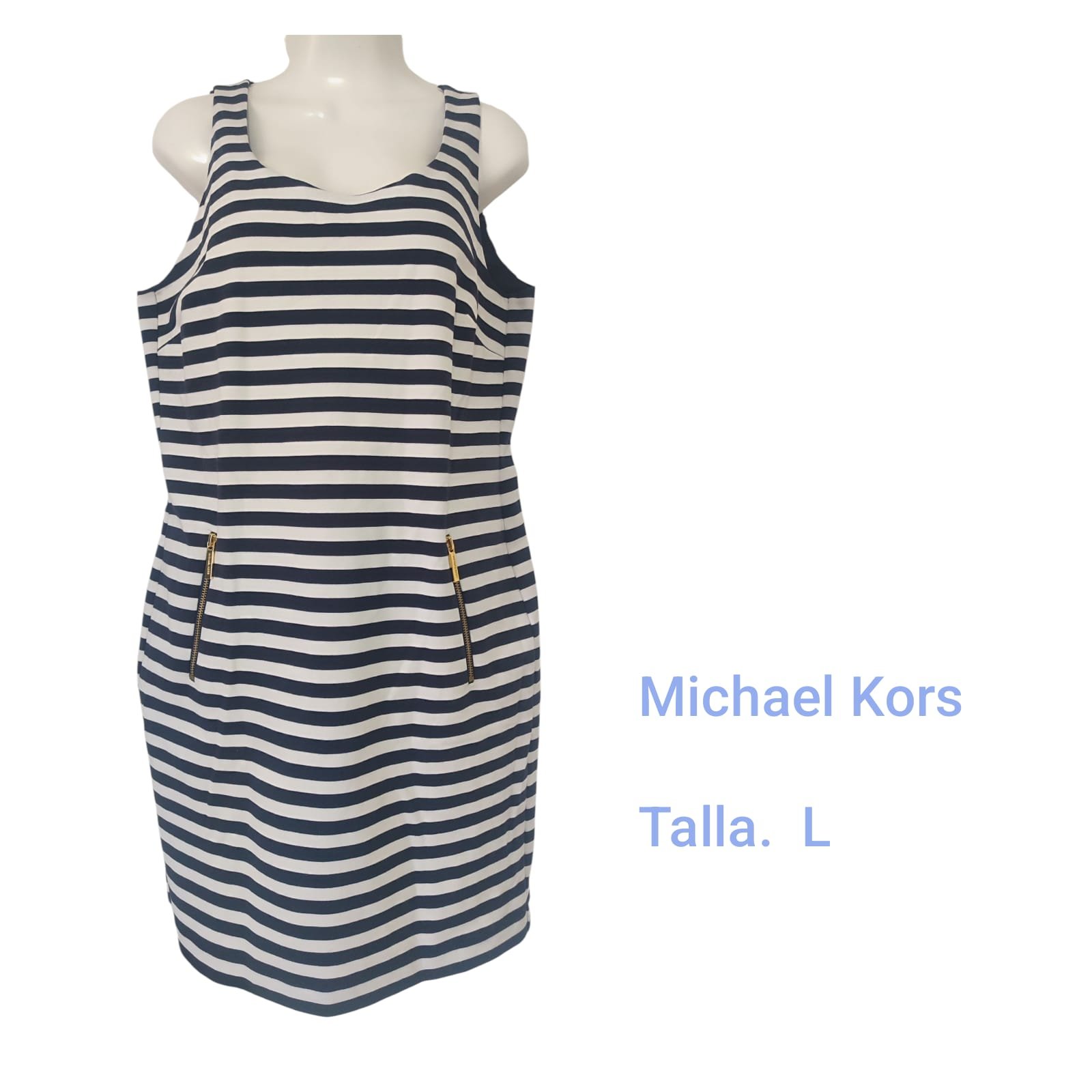 Vestido Michael Kors Talla L Blanco y Negro