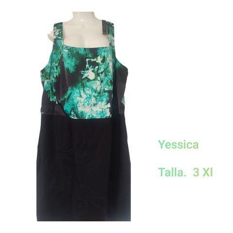 Vestido TAHARI Verde/Negro Talla 3 XL Nuevo