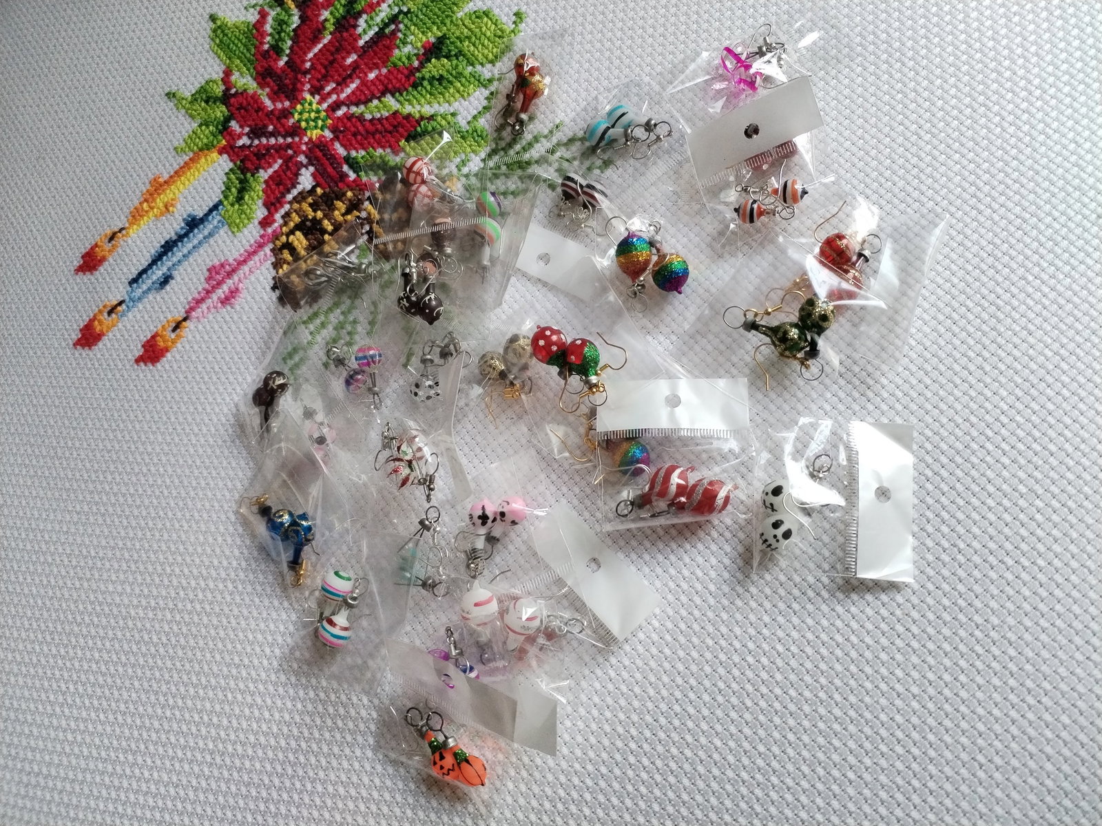 Aretes de Esfera Navideños Artesanales