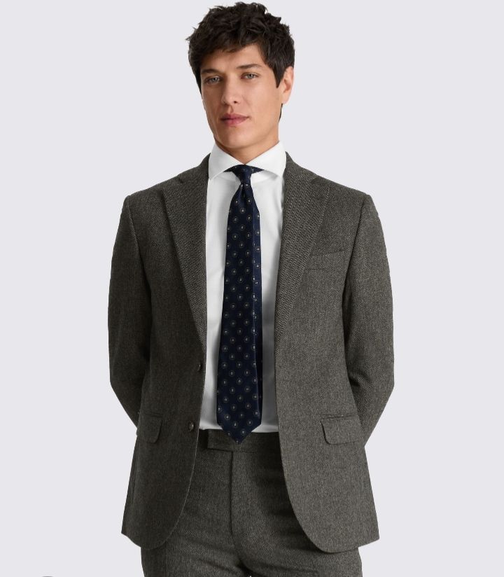 Blazer Burberry en lana gris con patrón de espiga