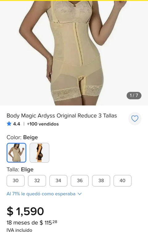 Faja Body Magic Ardyss Original Reduce 3 Tallas - Color Beige - Talla XS