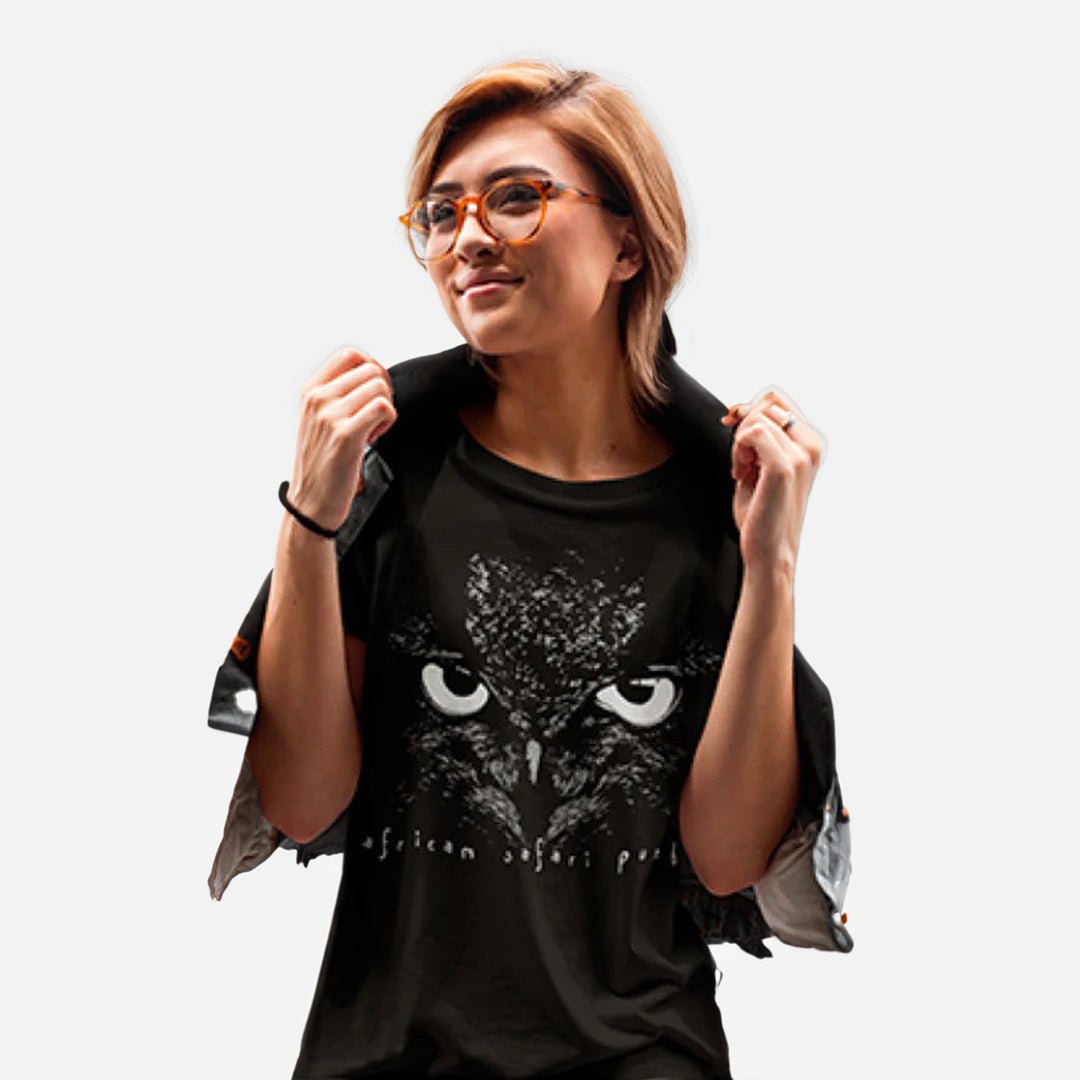 Playera negra con lechuza fluorescente - Africam Safari Puebla