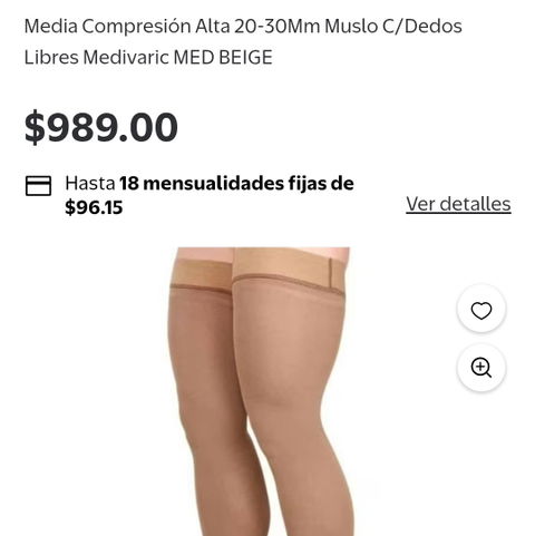 Medias de Compresión Alta 20-30Mm Muslo C/Dedos Libres Mediviaric MED BEIGE