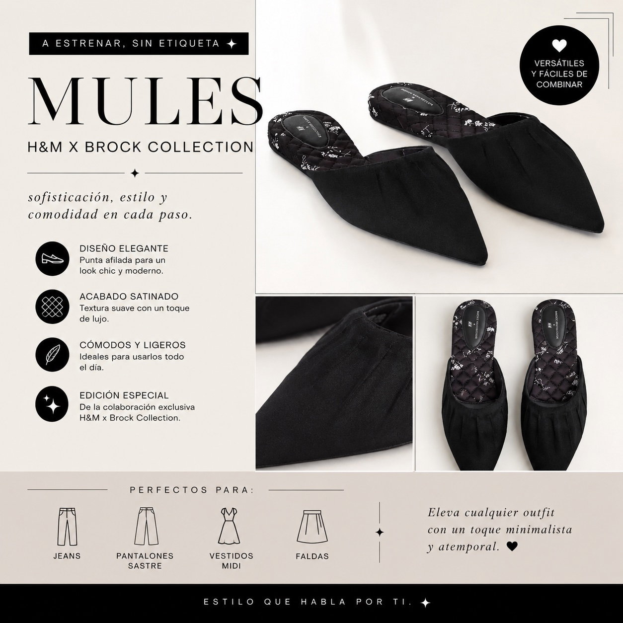 Mules H&M x Brock Collection negros | Talla 5.5 🖤