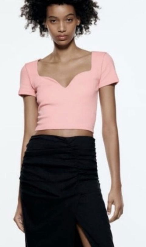 Camiseta Escote Corazón Zara Talla 30 (L) Nueva