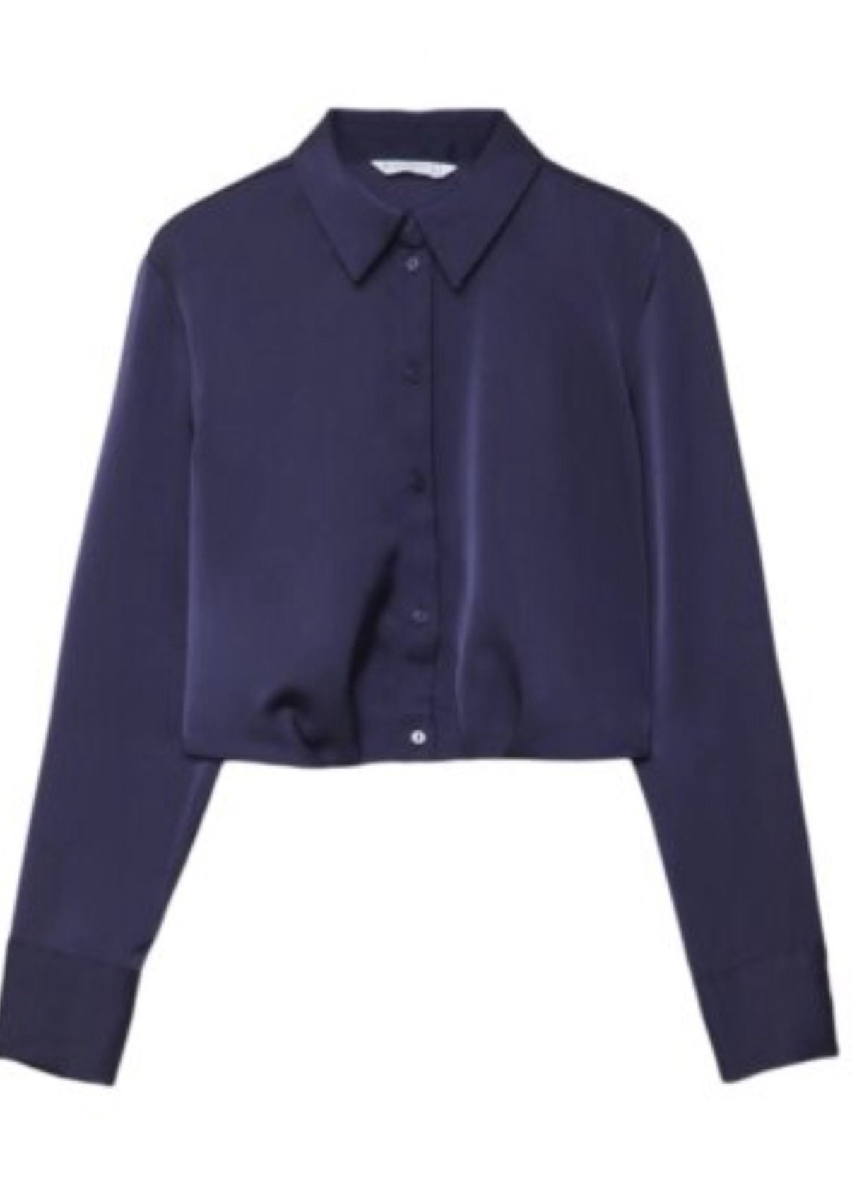 Camisa corta de satén Stradivarius color marino