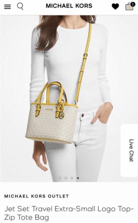 Bolsa Michael Kors Jet Set Travel Extra-Small Logo Top-Zip Tote Bag - Amarillo