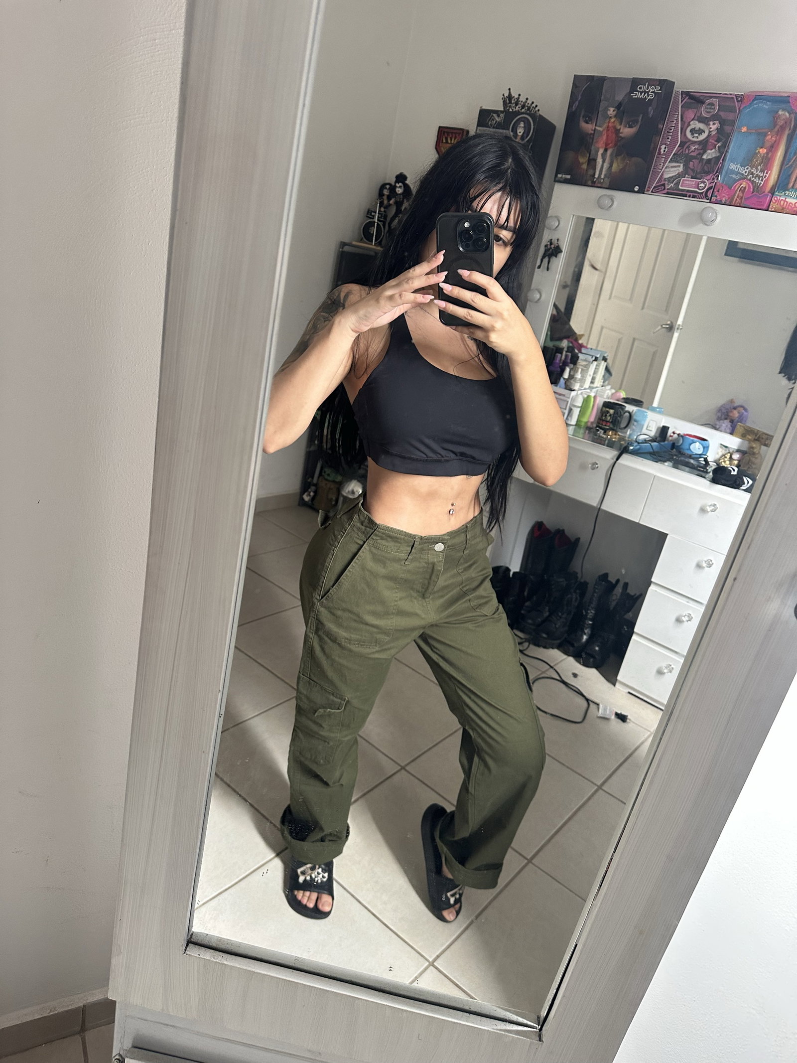 Pantalón Cargo Holgado Verde Militar Nuevo