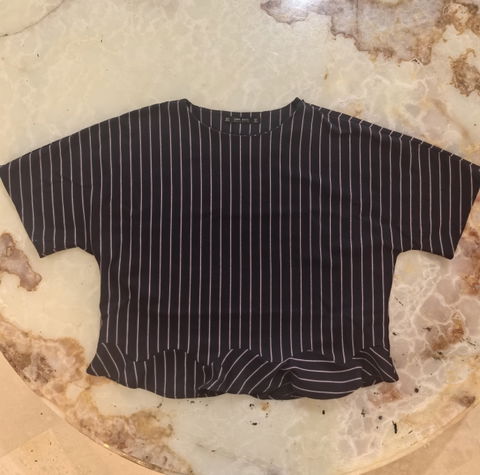 Blusa Zara Básica Azul Marino a Rayas - Talla M