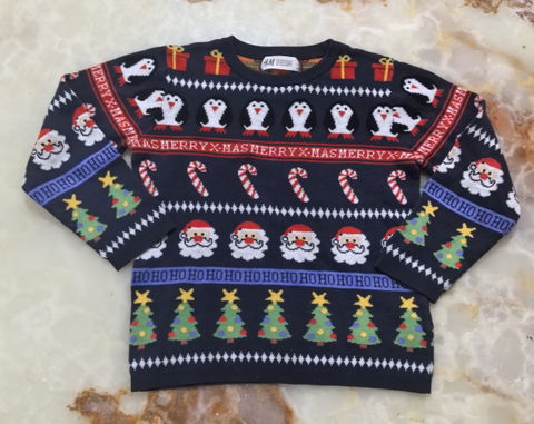 Suéter H&M Unisex Talla 4-6 Años con Diseño Navideño
