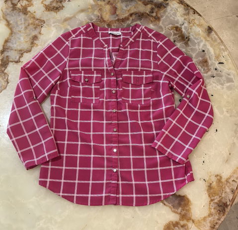 Blusa Novations de Cuadros Rosa en Excelente Estado