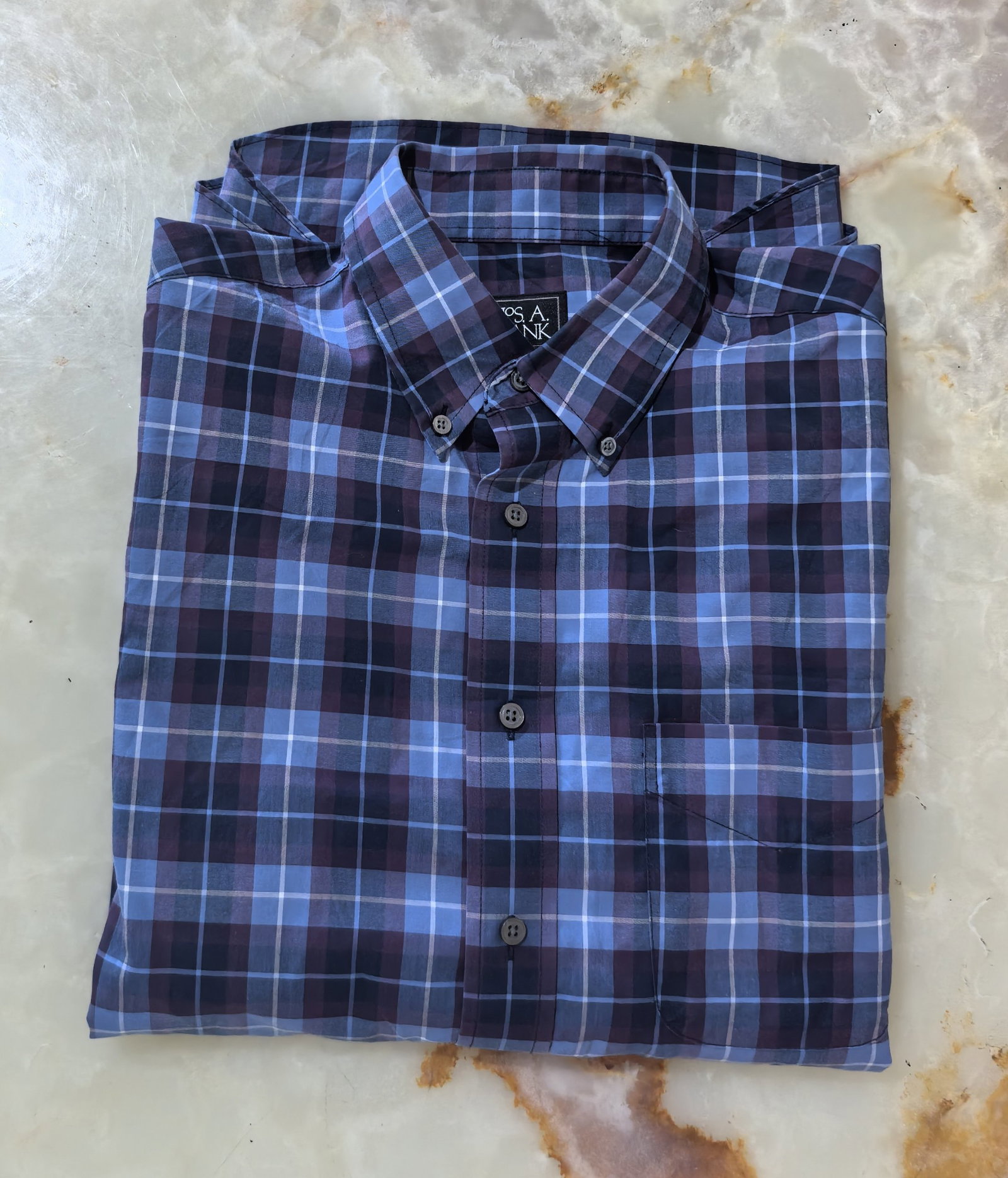 Camisa Jos. A. Bank Azul a Cuadros Talla Medium - Nueva
